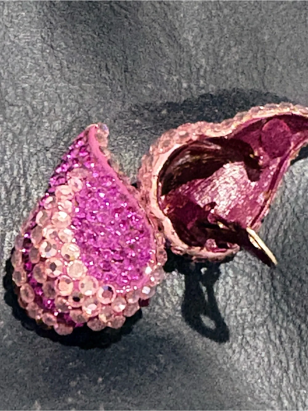 Vintage New Raspberry Bellini Pink Crystal Teardrop Earrings New Clip